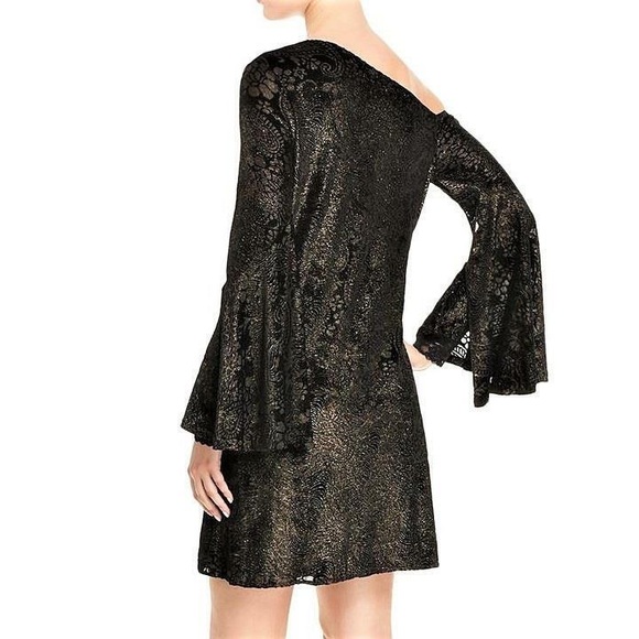 Laundry by Shelli Segal Black & Gold Shimmer One Shoulder Cocktail Dress, size 4 - Picture 2 of 8